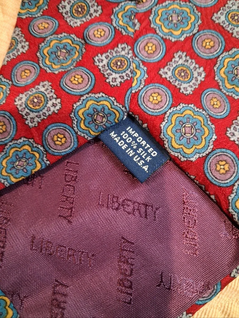 Liberty Of London Red Boho Print Silk Tie